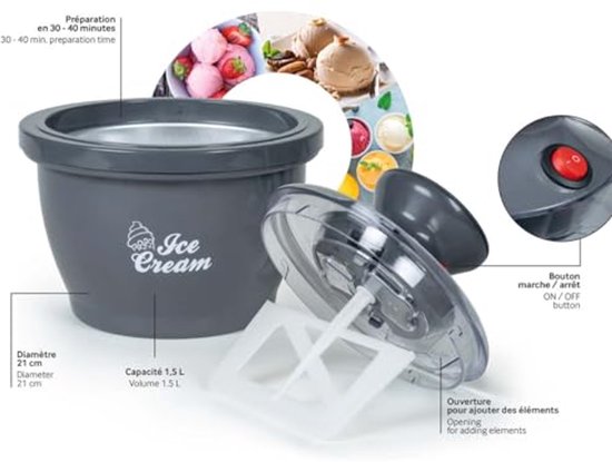 Interactieve IJsmachine 1,5 Liter voor IJs, Sorbet en Bevroren Yoghurt van Merkloos — afbeelding 2