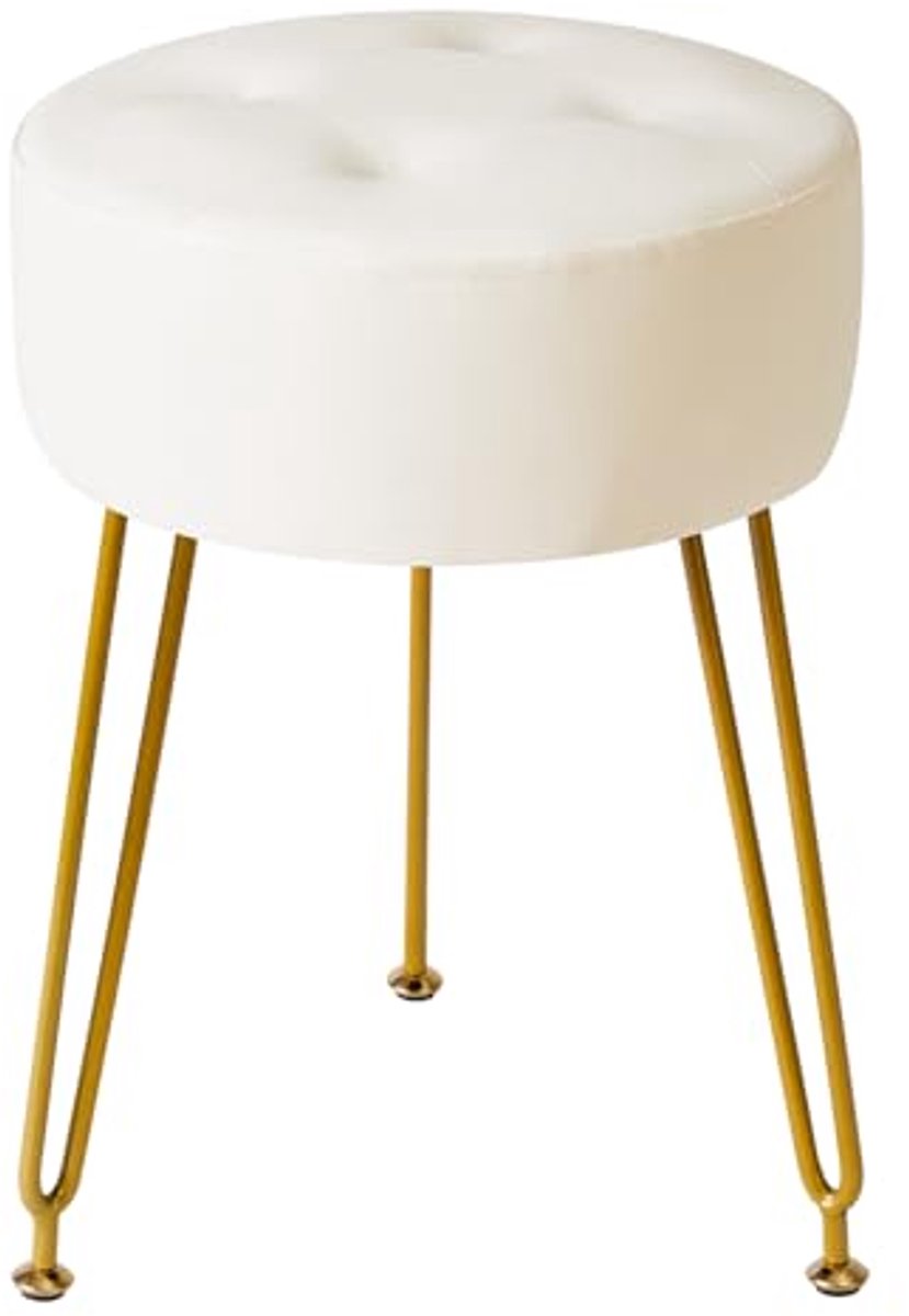 Ronde kunstlederen kruk - Multifunctionele bijzettafel en make-upkruk