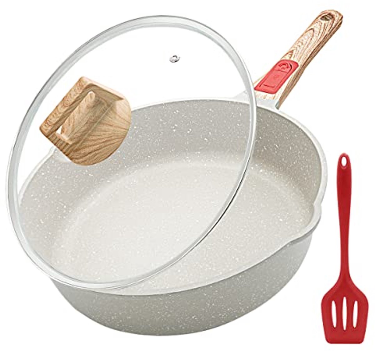 Antiaanbak Braadpan 28 cm met Deksel - Afneembare Handgreep voor Alle Warmtebronnen