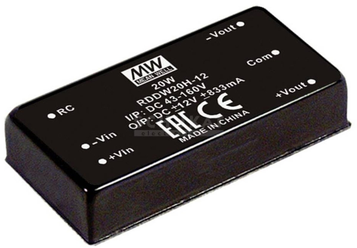 Mean Well RDDW20G-12 DC/DC-converter 835 mA 20 W Aantal uitgangen: 2 x