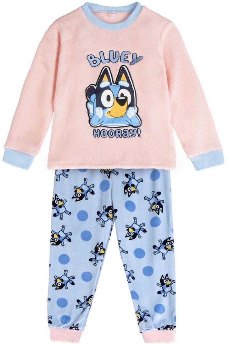 Bluey Fleece Pyjama Kinderen – Hooray! – Blauw & Roze – Officieel Gelicenseerd – Zachte Winter Pyjama