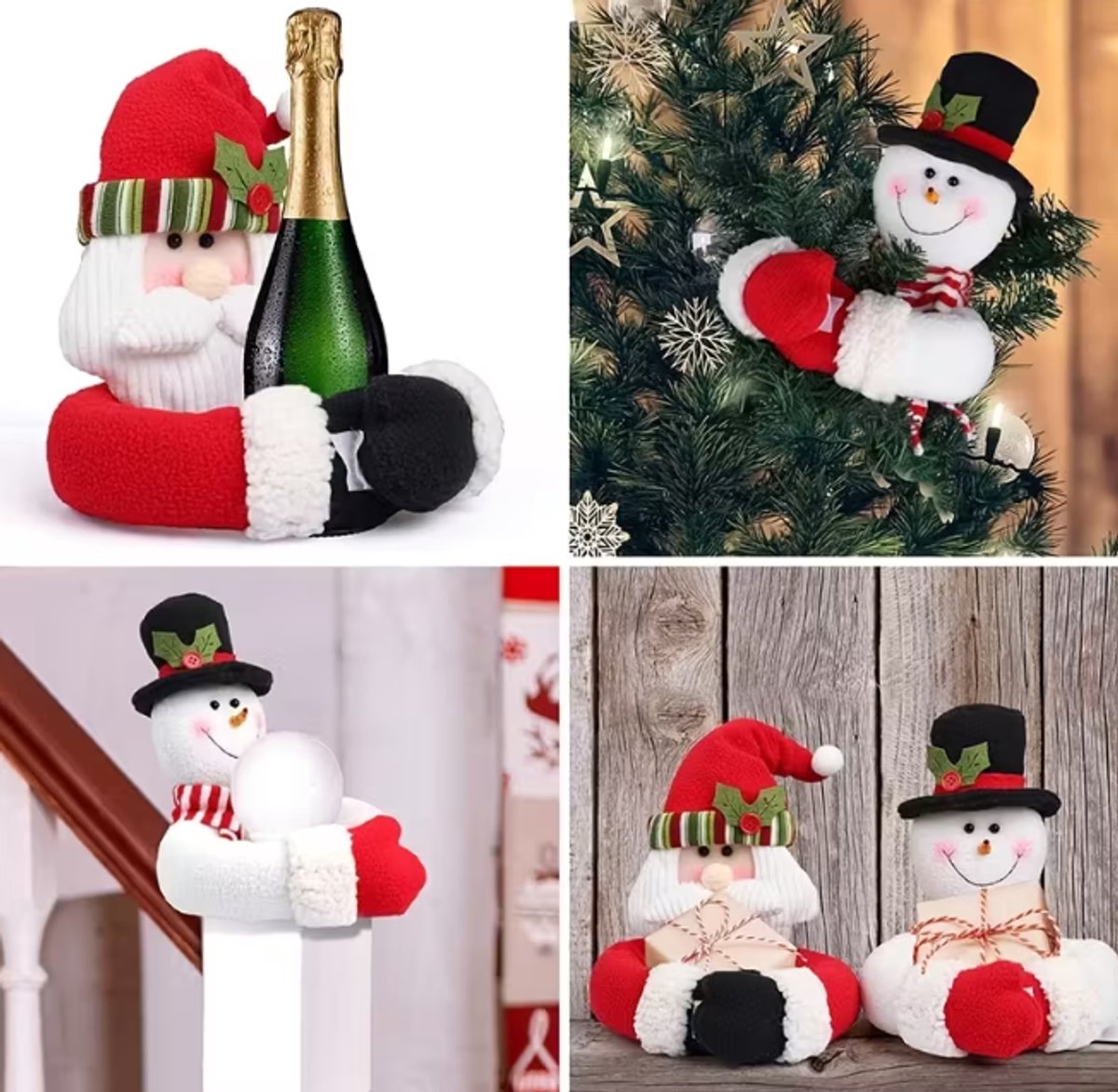 Daity Kerstgordijngesp stropdasset 2 stuks, Kerstman Sneeuwpop Gordijnstrop gesp - Strakke gesp clip Raamdecoratie - Wijnflesdop - Kerstversieringen Huis Feestelijke decoraties