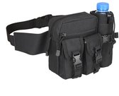 Heuptas - buideltasje - Heuptas met fleshouder - Schoudertas - Heuptasje voor wandelen - Borsttas - Multifunctionele crossbody tas - Tactische tas - 19*16*9cm - Polyester - zwart
