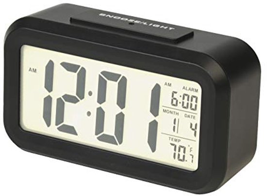 NOKLEAD Digitale RGB-wekker, groot 6,5 inch display met kleurverandering en USB-oplader, elektrisch, volledige helderheid en dubbel alarm voor slaapkamer