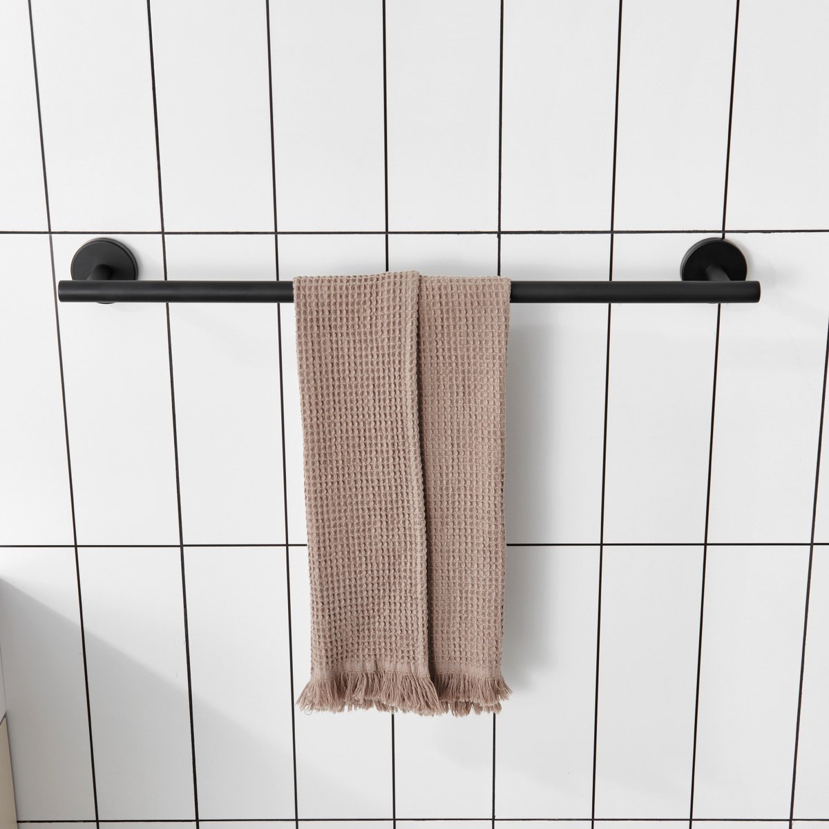 CECIPA max 60CM Handdoekhouder Zwart - Wandmontage Handdoekhouder - Zelfklevend / Zonder Boren Handdoekstang - Handdoekrek badkamer - Zwart