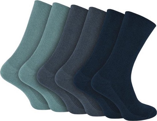 Marco Rossi 6 Paar Diabetes Sokken - 43-46 - Grijs/Antraciet/Donker Blauw - Wijde Boord - Sokken Zonder Elastiek - Non Elastische Top - Anti-Press - Medische Sokken - Medical socks - Naadloos - Dames en Heren