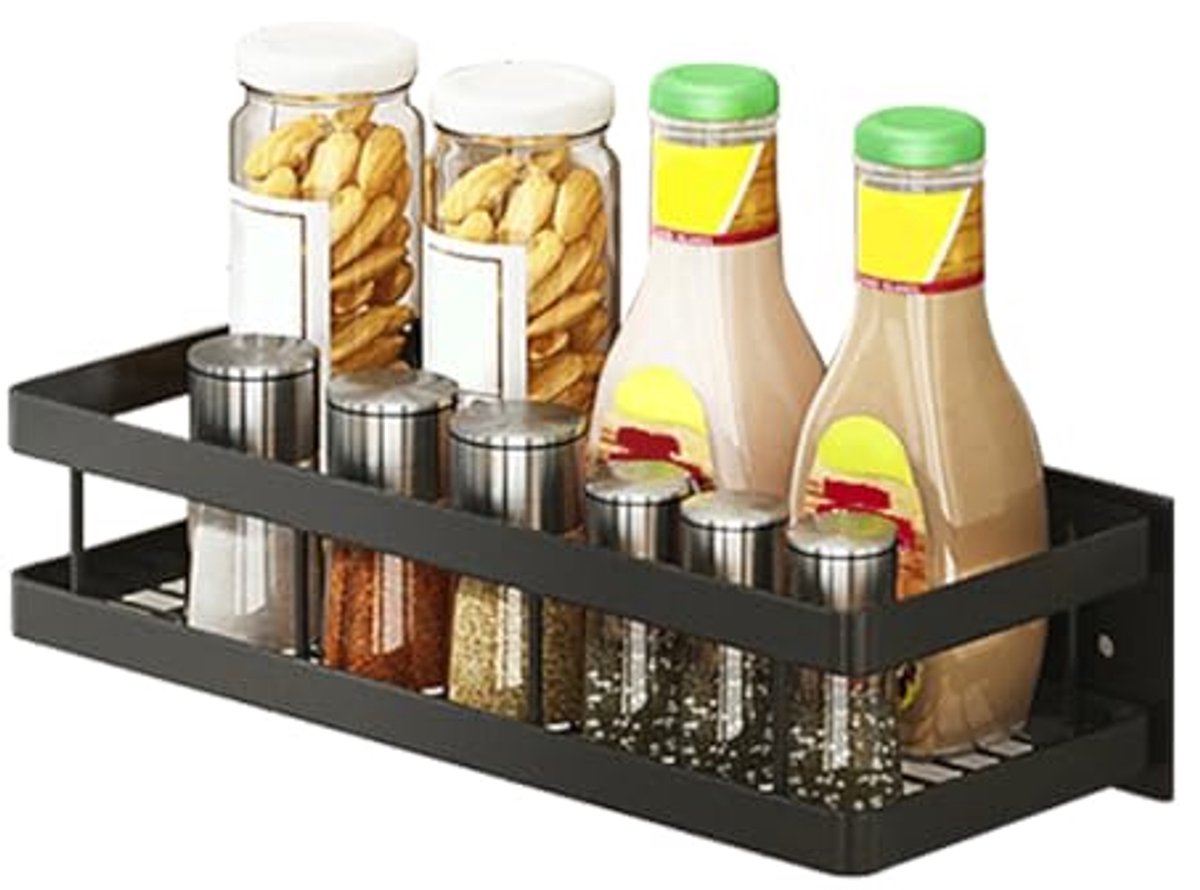 Kruidenrek 30 cm zwart zonder boren - Handige Keuken Organizer