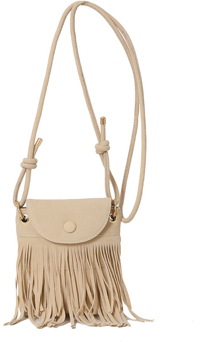 Damestassen - verstelbare schouderbanden - compacte damestas - met franjes - ibiza stijl - suede look - Telefoontasje - LOUZIR