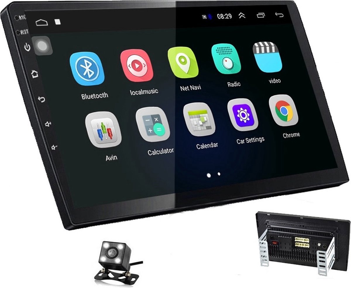 Autoradio AT13 – 2 Din Dual Camera – 9” Touchscreen Monitor – Bluetooth – Android 9.1 – Handsfree bellen – FM radio – USB – GPS Navigatie – Incl. Achteruitrijcamera