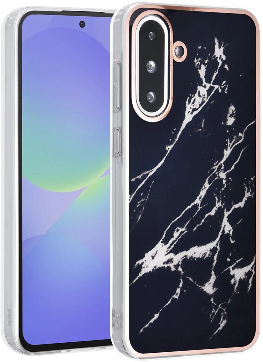 TPU Back Cover hoesje - Marble Zwart Print - Geschikt voor: Samsung Galaxy A36
