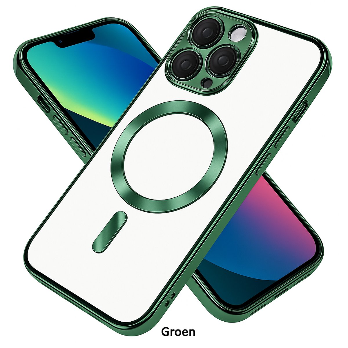 Luxe MagSafe Transparant Telefoonhoesje – iPhone 16 Plus Groen