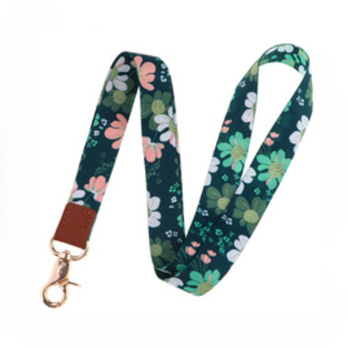 Keycords - sleutelhanger – sleutelkoord - Sleutels - Pashouder – Badgehouder - Lengte 48 cm - groen flowers - LOUZIR