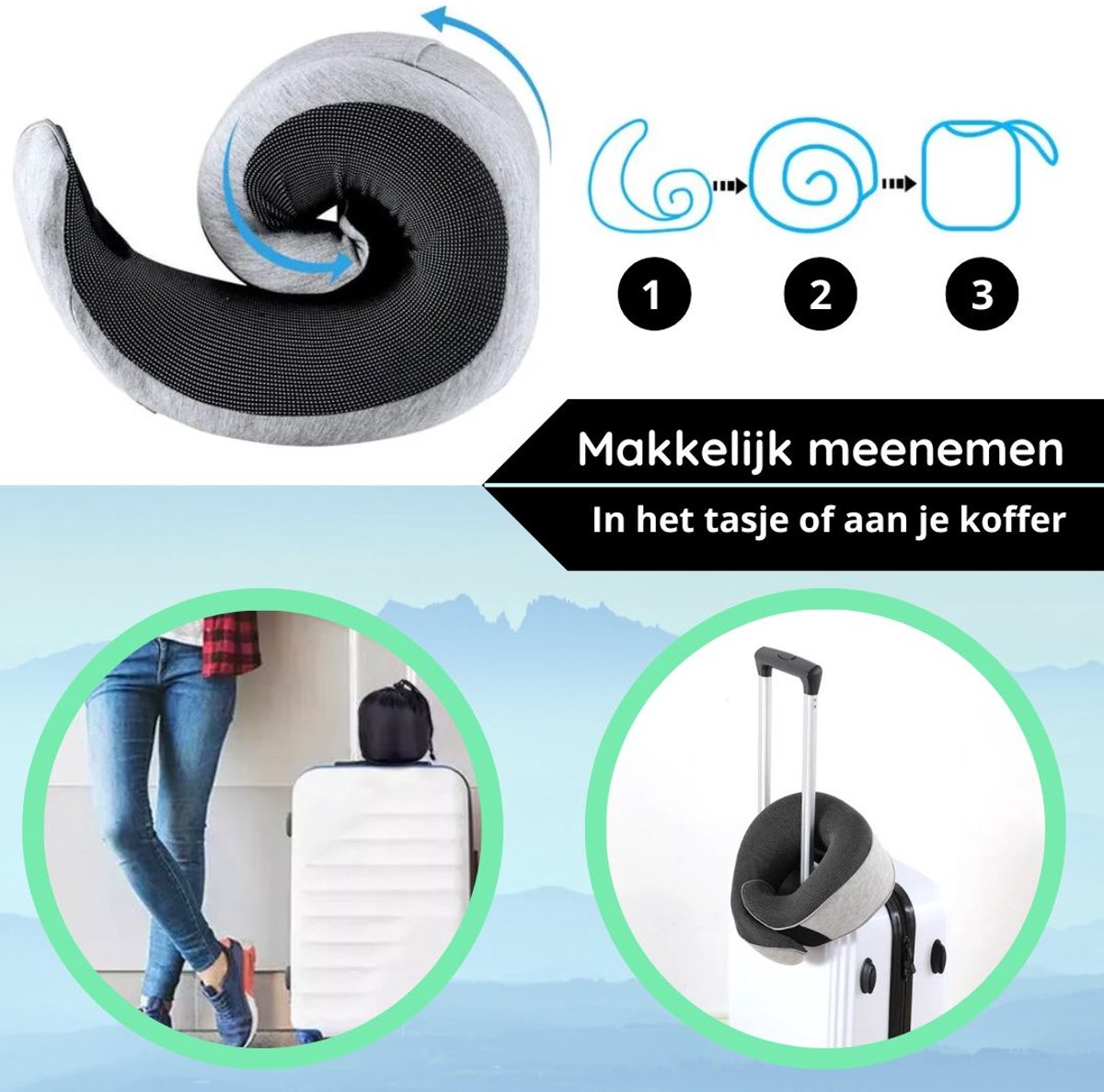 SOMLAW Nekkussen vliegtuig, set van 2 reiskussen, traagschuim