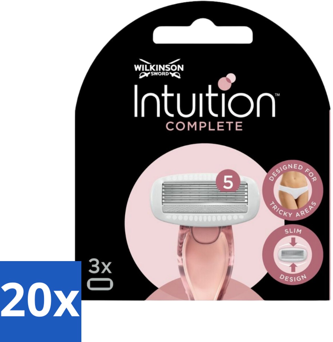 20 x Wilkinson Sword - Navulmesjes - Intuition Complete - Compatibel - 3 mesjes - Scheermesjes Vrouwen - Scheren Voor Vrouwen - Navulmesjes - Huidverzorging - Scheren Voor Gevoelige Huid