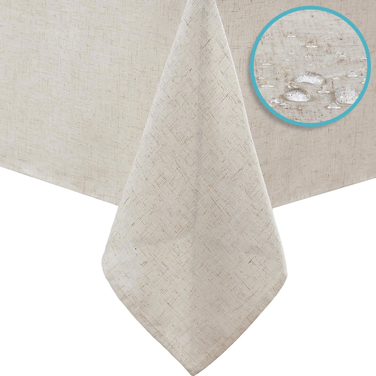 Tafelkleden - tafelkleed - Tafelzeil Linnenlook Beige - Tijdloos & stijlvol tafelkleed in natuurlijke linnenlook - 350 x 145 cm waterafstotend - Tafeltextiel - kreukvrij en geschikt voor 12 tot 14 personen - binnen én buiten