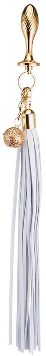 Sevanda - Flogger met Sleutelhanger, Bedel en Peervormige Buttplug - Wit/Goud
