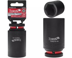 Tvardy Lange slagdop zeskant 34 mm - chroom-molybdeenstaal - zwart - voor slagmoersleutel en diepgelegen moeren - auto, staalbouw en industrie