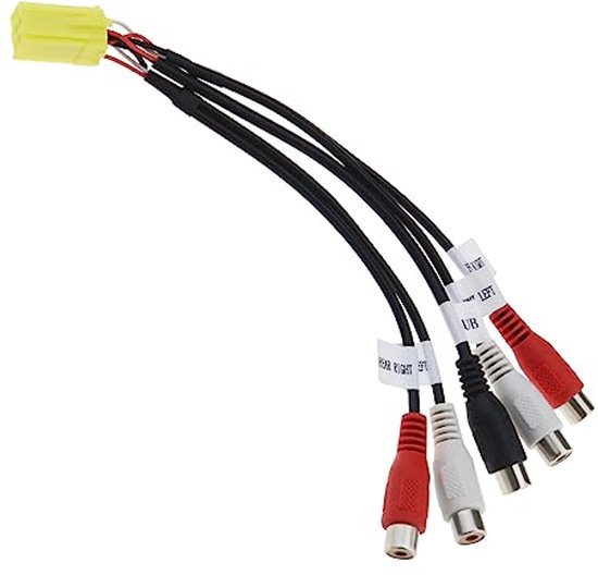 Car 6 Pin Mini ISO Adapter 4 RCA Connector Vehicle Audio compatible with Systerm Line Output Converter for Subwoofers Amplifiers Audio Equipment Interfaces 25cm