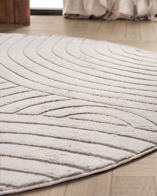 Tapis Japandi Rond - Ovara Zenith Taupe Ø200 cm