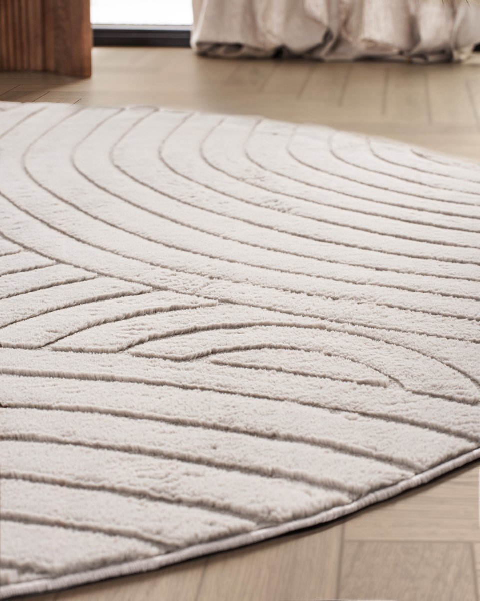 Rond Japandi Vloerkleed - Ovara Zenith Taupe