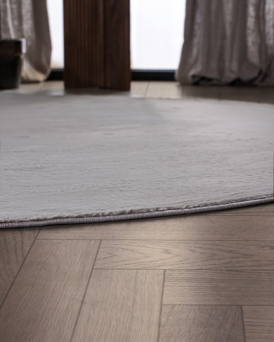 Carpetique Rond Vloerkleed - Ø200 cm – Taupe - Antislip – Japandi & Scandinavisch Woonkamer Tapijt