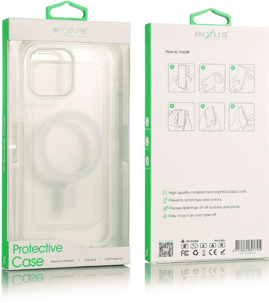 Rixus Magnetic Clear Case For iPhone 14 Plus