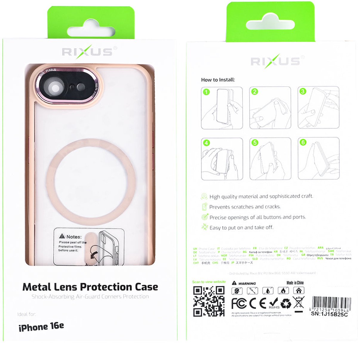 Rixus Classic 04 Case With MagSafe For iPhone 16e Pink