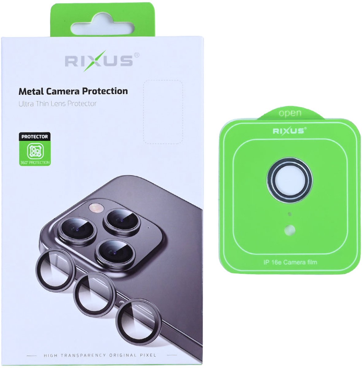 Rixus Metal Shield Camera Tempered Glass For Apple iPhone 16e Silver