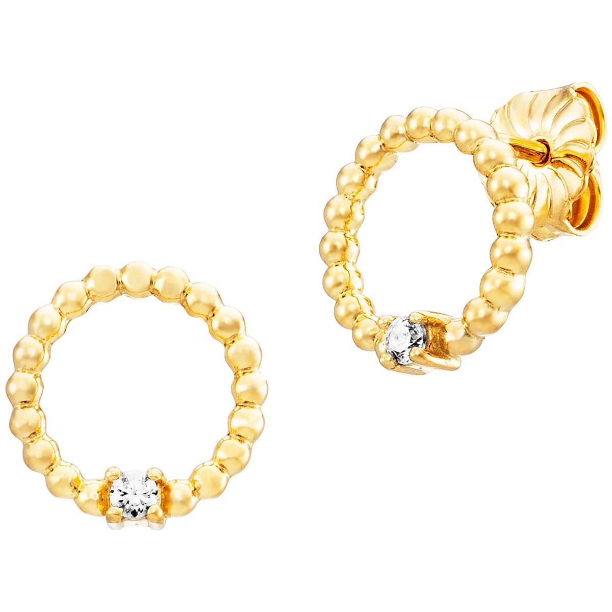 Julie Julsen Ohrstecker 925/- Sterling Silber rhodiniert/vergoldet rund 80 Zirkonia