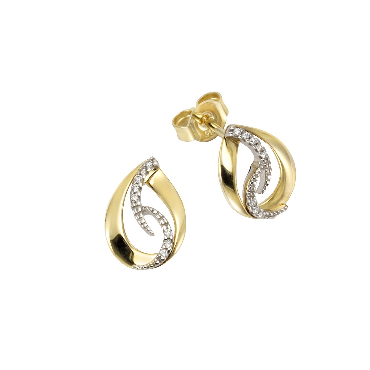 Orolino Ohrringe Gold 585 zweifarbig mit 16 Brillanten zus. 0,06ct.