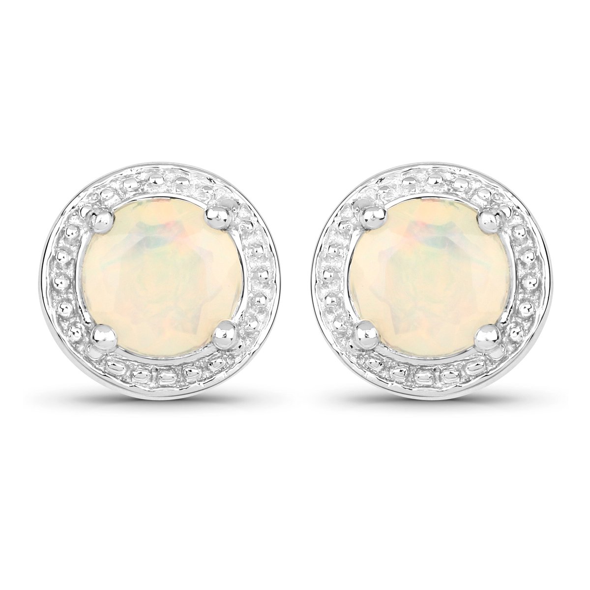 Vira Jewels Ohrringe Silber 925 rhodiniert mit echtem Opal 5mm