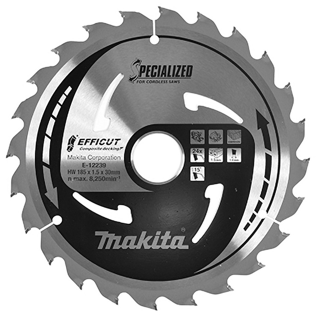 Makita Ø 185mm Asgat 30mm 24T Cirkelzaagblad voor WPC | Efficut - E-12164