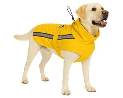 Hondenjas – Regenjas hond – Waterdichte hondenregenjas met borst- en buikbedekking – Flamingo Regenjas Ciro Geel – 70 cm