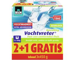 Bison - Vochtvreter Vochtmagneet Navulling - Geurloos 3 x 450gr