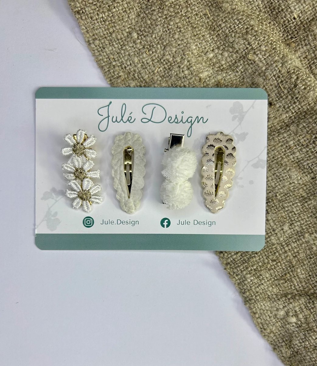 Julé Design haarspeldjes Amy beige / goud / wit