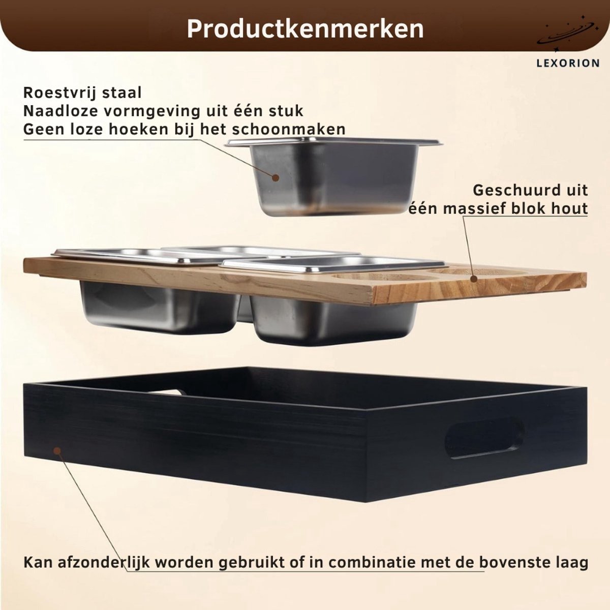 Lexorion Couch Sofa Bar Snack Box – Couch & Chill Sofa Tray – Bamboe Bank Butler – Zwarte Sofa Bar Snack Box met Roestvrijstalen Kommen – Cupholder – Wijn Glazen Houder – Organizer voor Afstandsbediening en Snacks – Cadeau voor Hem & Haar — cadeau in Kookcadeaus - foto 5