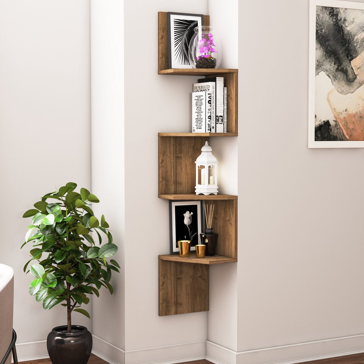 Skye Decor , Wandplank, Desaldo - Walnut, Gemelamineerde spaanplaat, Walnoot, 29,6 x 155,2 x 29,6 cm