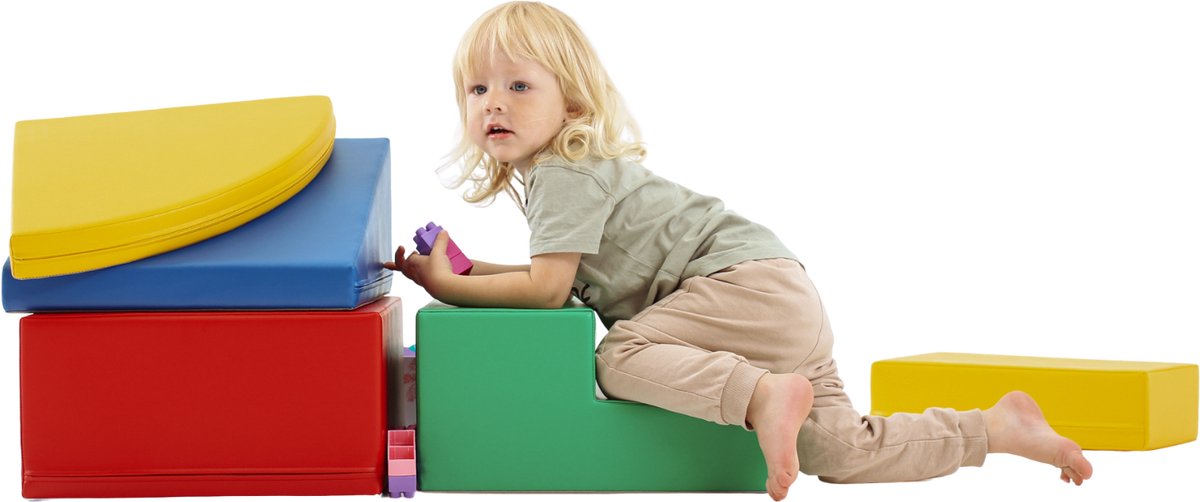 IGLU - Soft Play foam speelset Crawler lichte kleuren - Soft Play schuimblokken set - foam blokken set met glijbaan