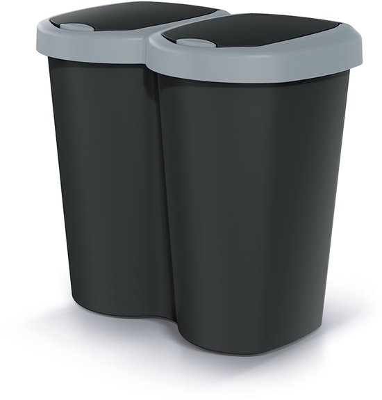 Compacta B Duo - Poubelle - 40 L - un compartiment, deux couvercles - Gris / Noir