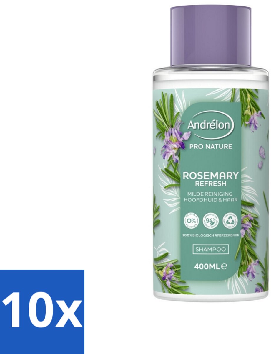Andrélon - Pro Nature - Rosemary Refresh - Shampoo - 400 ml - Bulkverpakking - 10 stuks