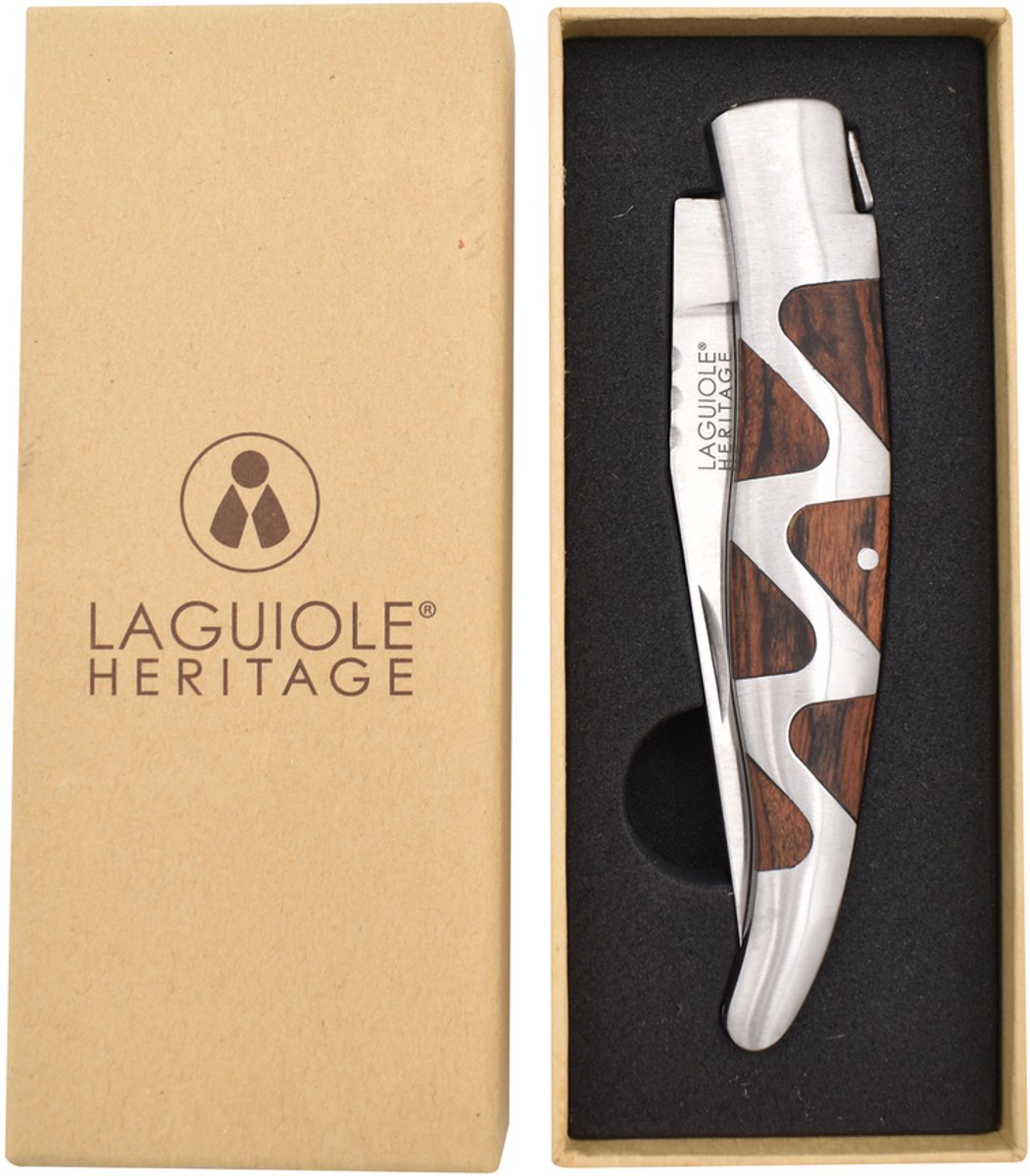 Laguiole Heritage Opvouwbaar Zakmes Zebra – 21 cm – Lemmet Edelmetaal – Vouwmes Luxe Cadeauverpakking