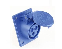 CEE Inbouw WCD - 16A 3 Polig Blauw - Inbouw (stucwerk) - IP44 - Kunststof