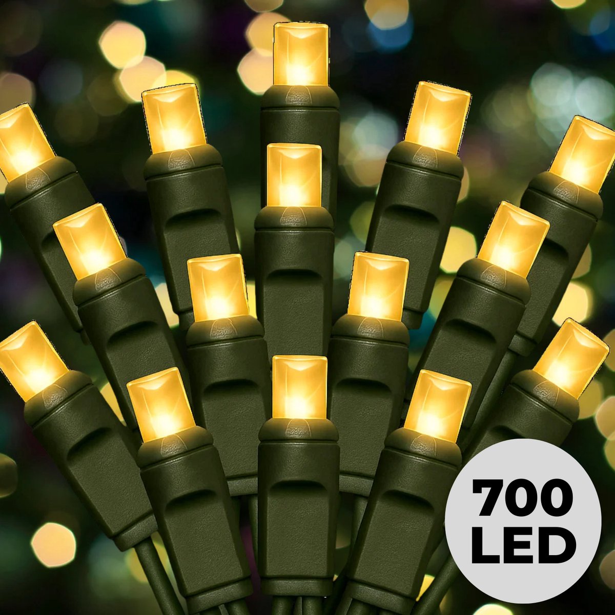 Lomera Kerstverlichting 14 Meter - 700 LED Lampjes - Extra Warm Wit - Binnen en Buiten - Met Timer en Dimmer - Groene Snoer - Geschikt voor Boom van 210cm - IP44 Adapter - Kerstboomverlichting
