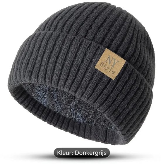 thumbnail: Set Van 2 Wollen Mutsen - Warme Gebreide Muts Met Oorbescherming Voor Herfst En Winter (zwart/wit, S/M)