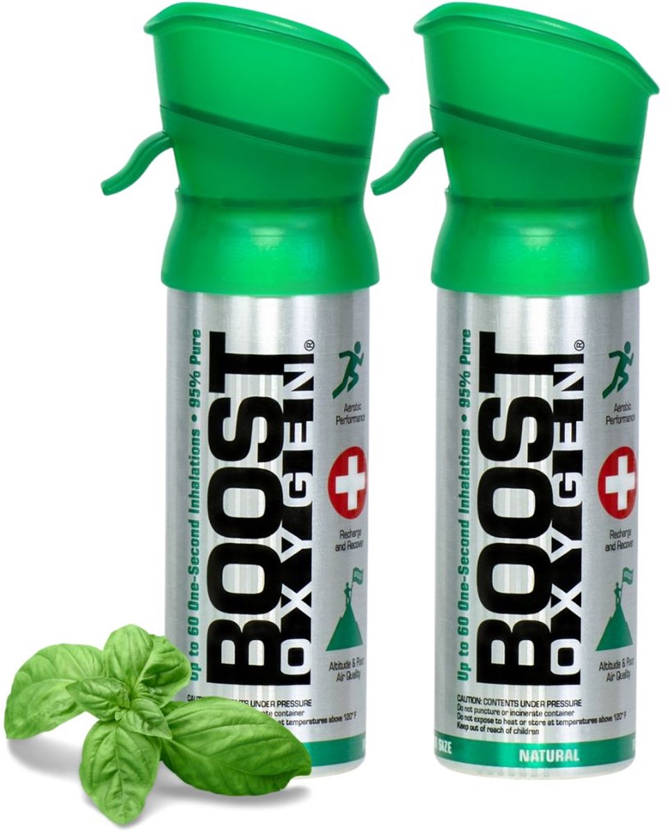 Boost Oxygen - Pocketsize 3L - Natural - 95% Pure Zuurstof - Tot wel 120 inhalaties van 1 sec - Ademhalingsondersteuning voor sport herstel, hoogte, prestaties en gezondheid - Zuurstoffles - 2x 3L (2 pak, 6L totaal)