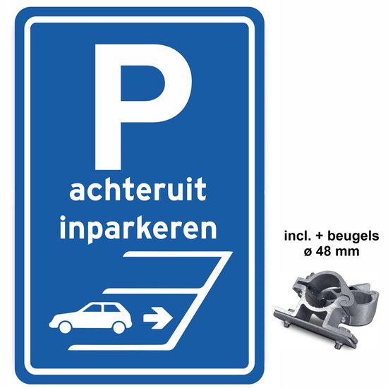 PANNEAU DE SIGNALISATION Stationnement en marche arrière 40x60 cm RÉFLÉCHISSANT + support ø 48 mm