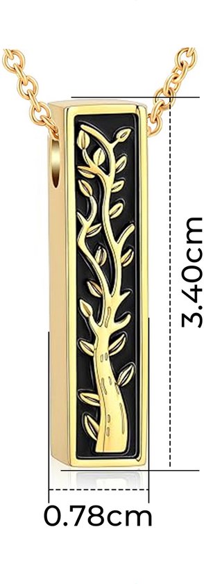 Luxe Ashanger - met Ketting (55 cm) - Voor As, Haren of Parfum - Assieraad - As Ketting - Gedenksieraad - Urn - As Hanger - Incl. As vuller en Opbergzakje - Gold Tree
