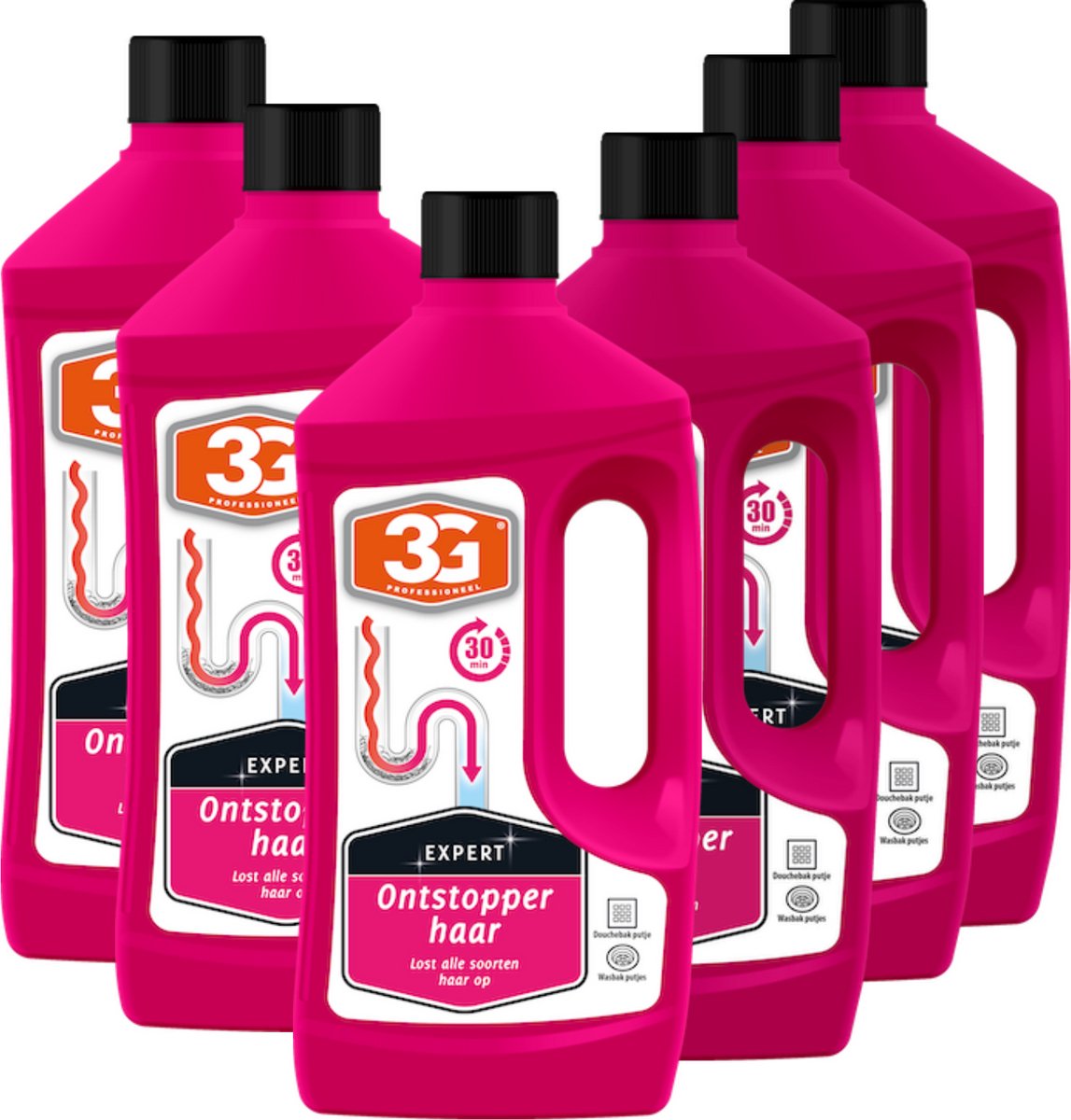 6x 3G Professioneel Expert Ontstopper haar - 1000 ml - Haarontstopper - Afvoer Ontstopper - Riool Ontstopper - Vloeibare Ontstopper - Badkamer - Doucheputje - 6-Pack