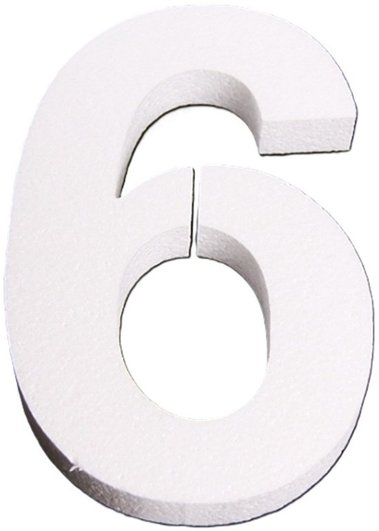 Wit piepschuim cijfer 6.