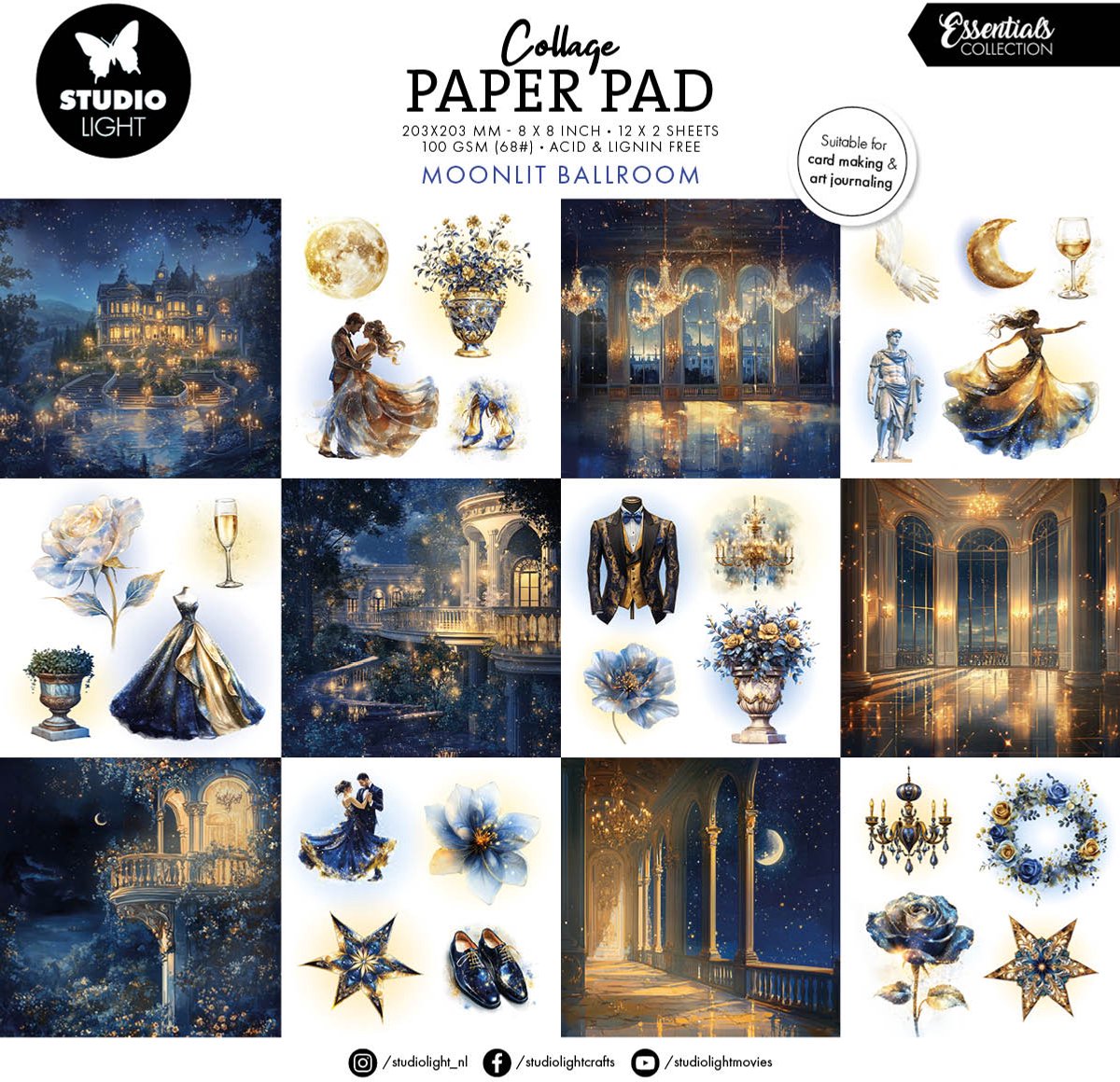Collage paperpad Moonlit ballroom - Essentials nr. 410